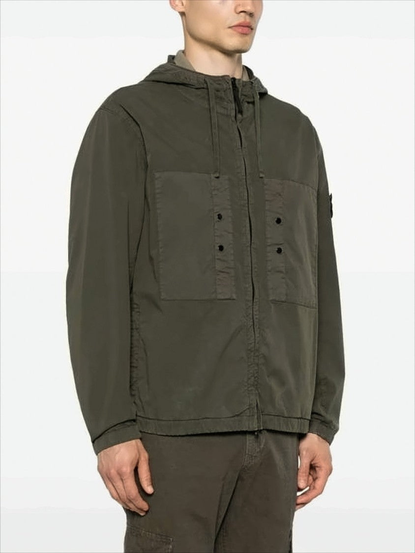 Relaxed-Fit Green Jacket with Adjustable Drawstrings