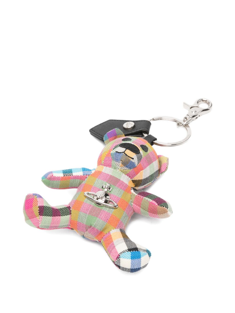 Multicolor Checked Teddy Bear Keychain