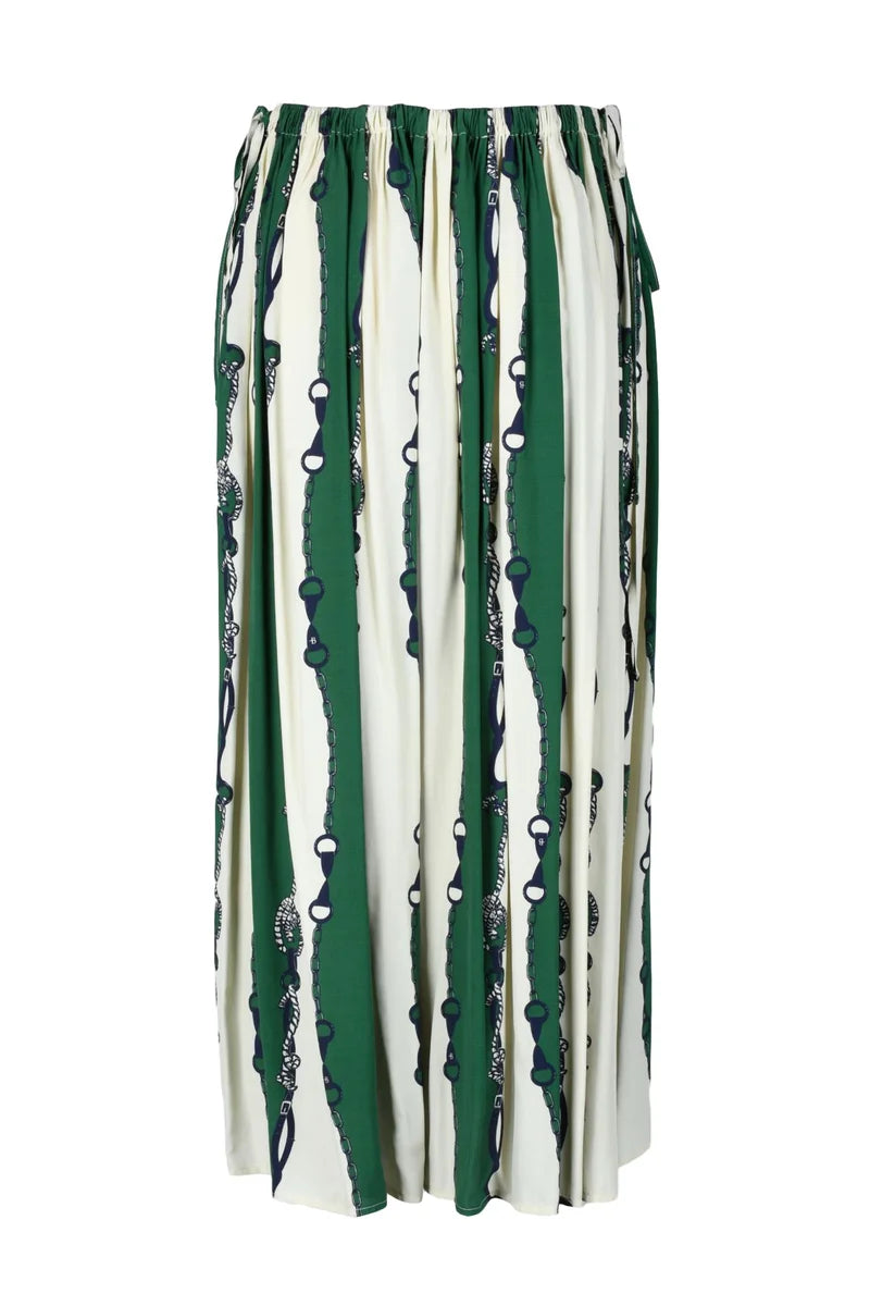 Long Skirt - Cream/Green