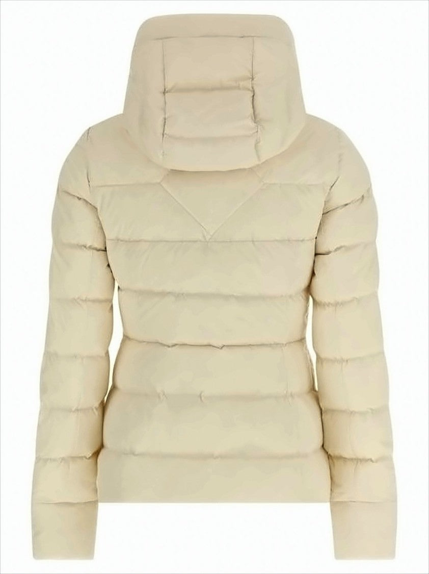 Quilted Down Coat with Hood and Fitted Silhouette