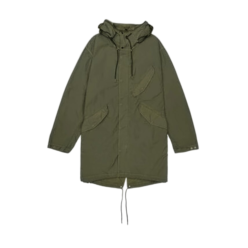Muted Olive Green Tropical Wool Parka