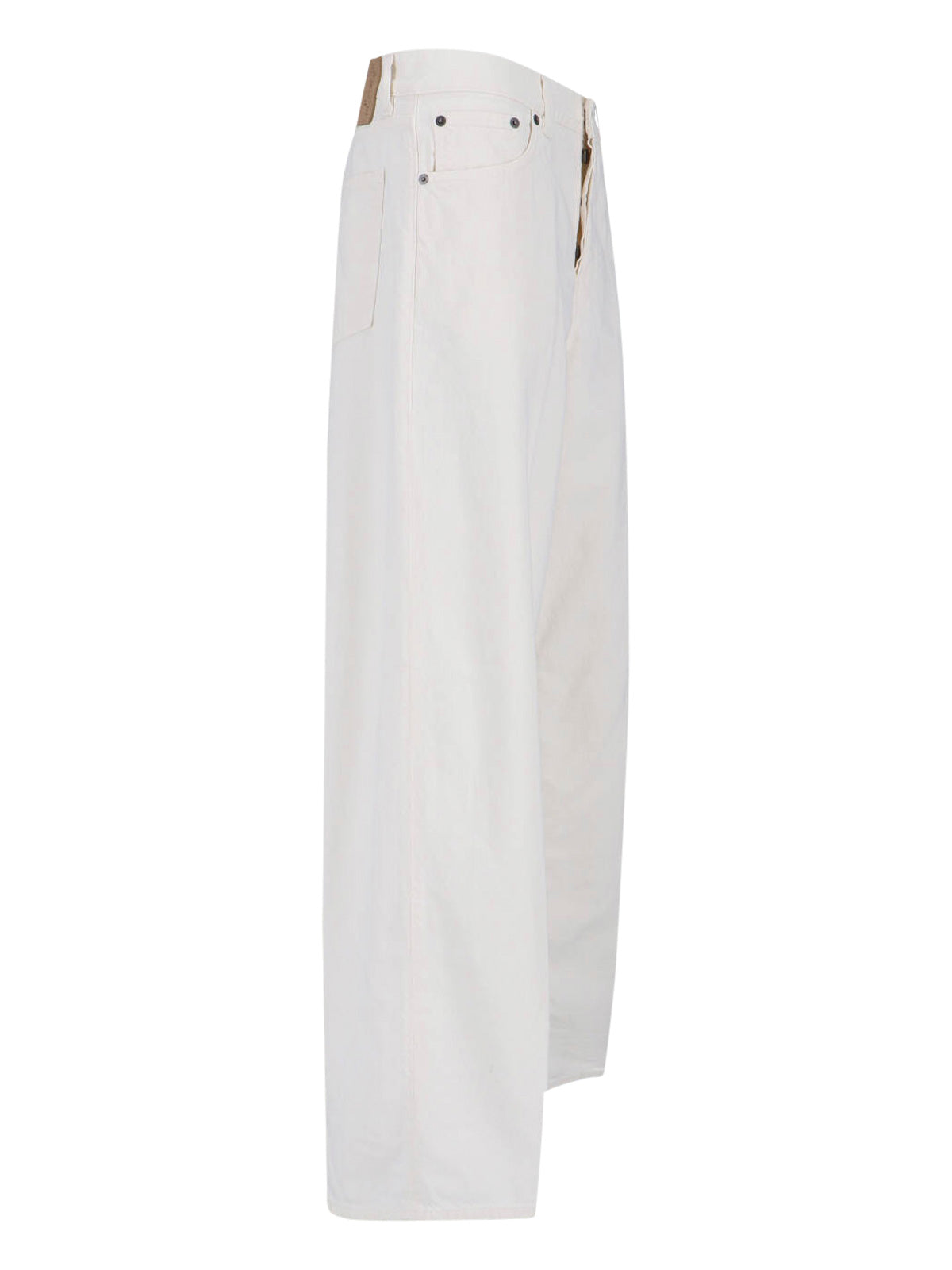 Wide-Leg White Denim Jeans With Five-Pocket Design