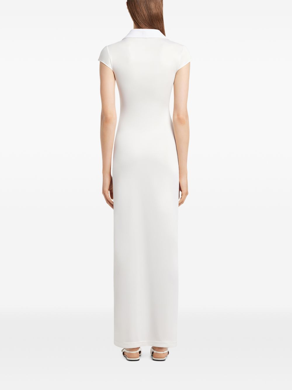 Maxi Dress with V-Neckline and Contrasting Collar