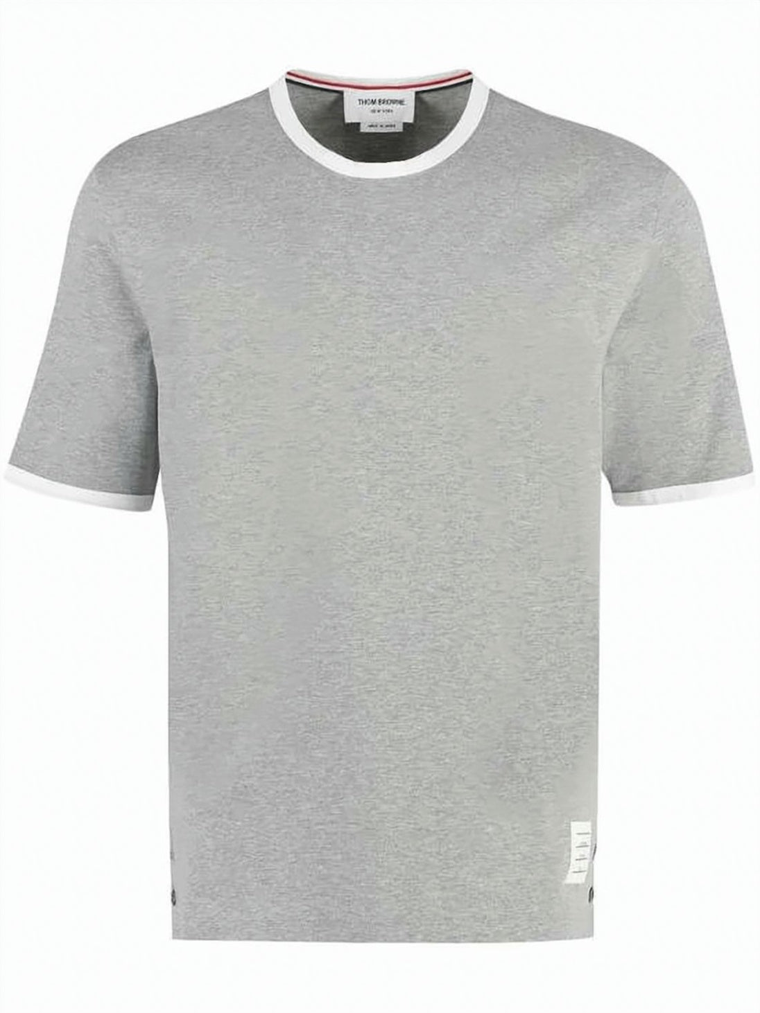 Grey Short-Sleeve T-Shirt with Tricolor Detail