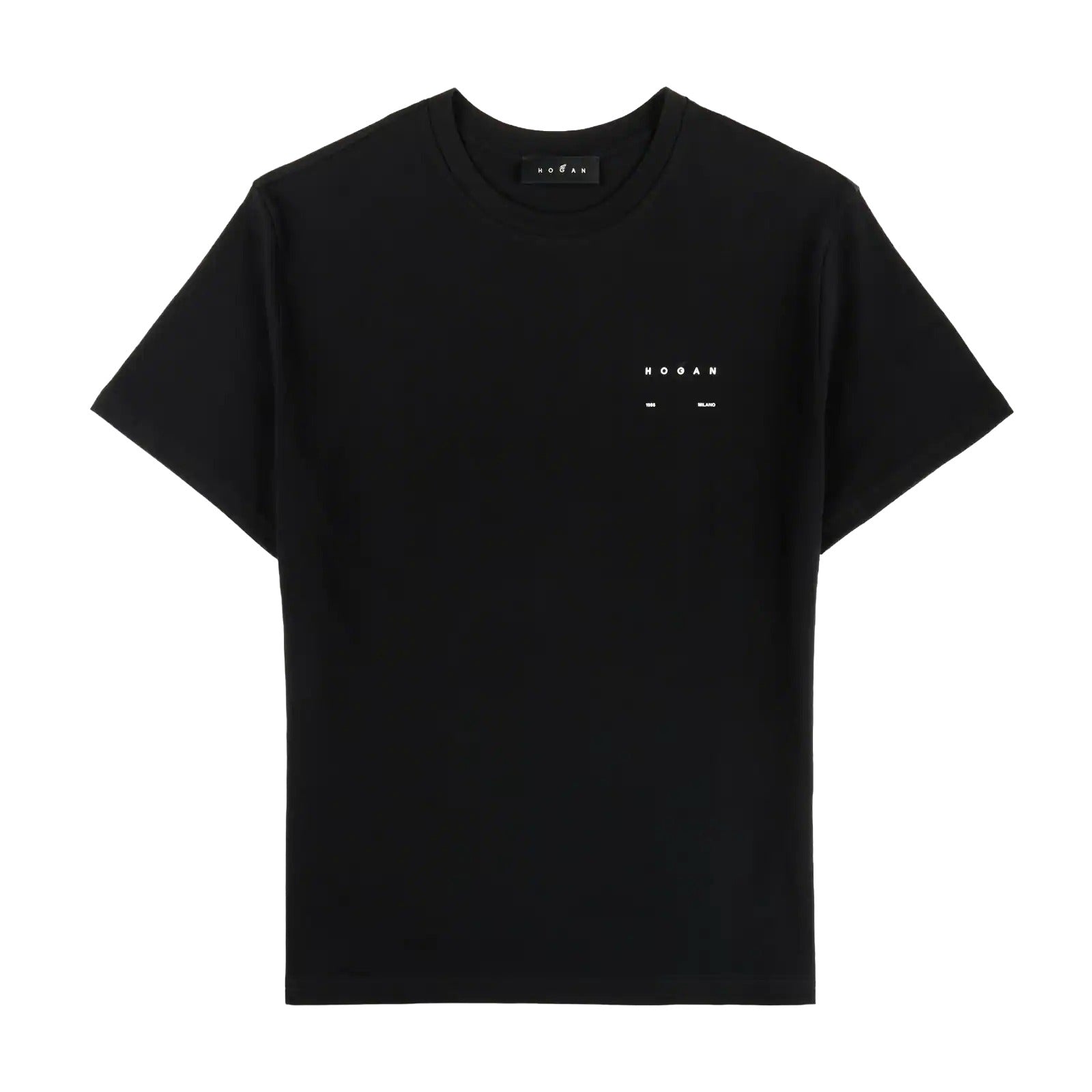 Minimalist Black T-Shirt With Calfskin Blend
