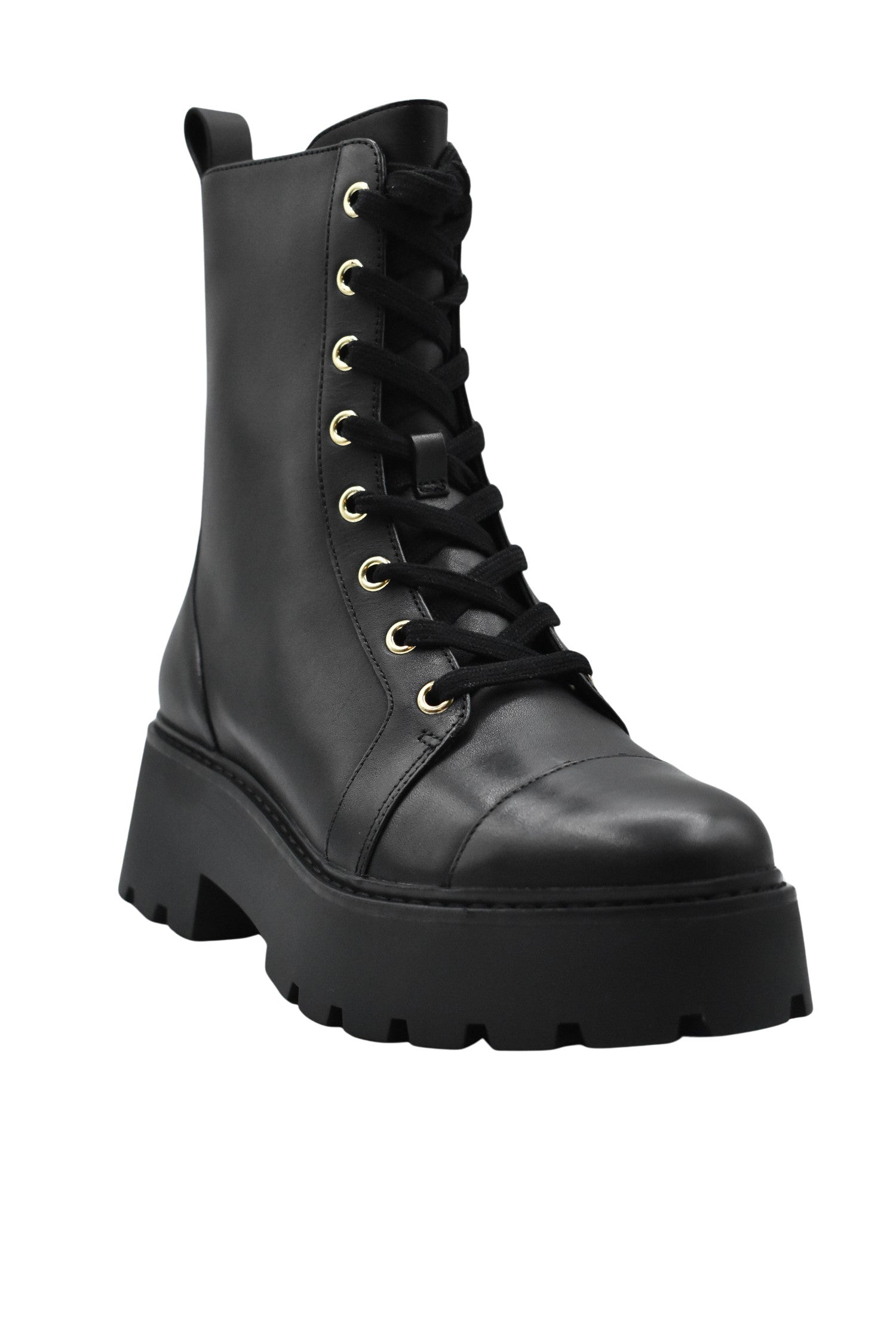 Black Leather Boots With Platform Sole