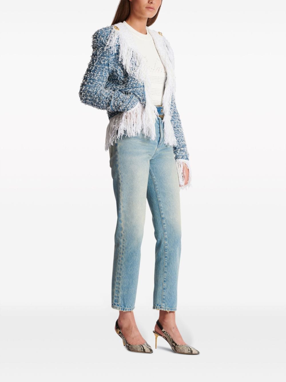 Cropped Tweed and Denim Jacket