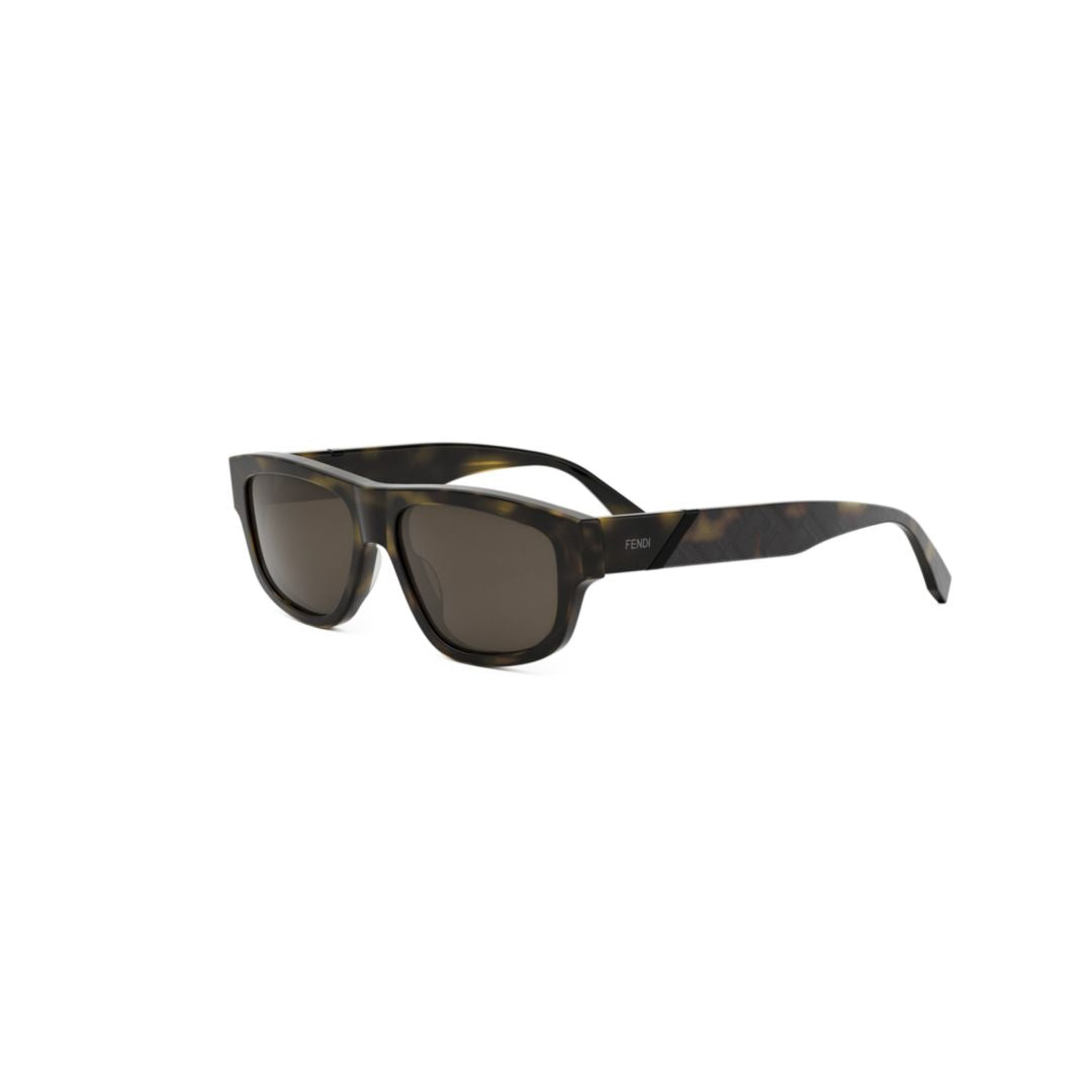 Fe40157i Rectangular Tortoiseshell Acetate Sunglasses