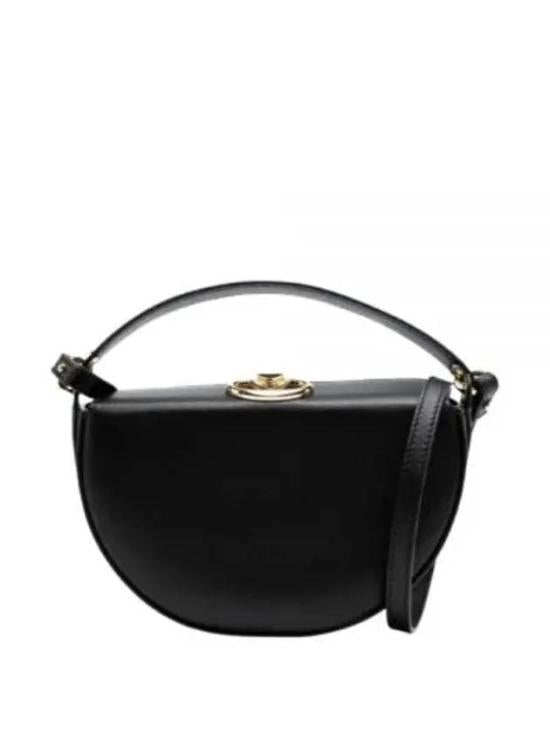 Smooth Calfskin Half-Moon Shoulder Bag with Gold-Tone Clasp