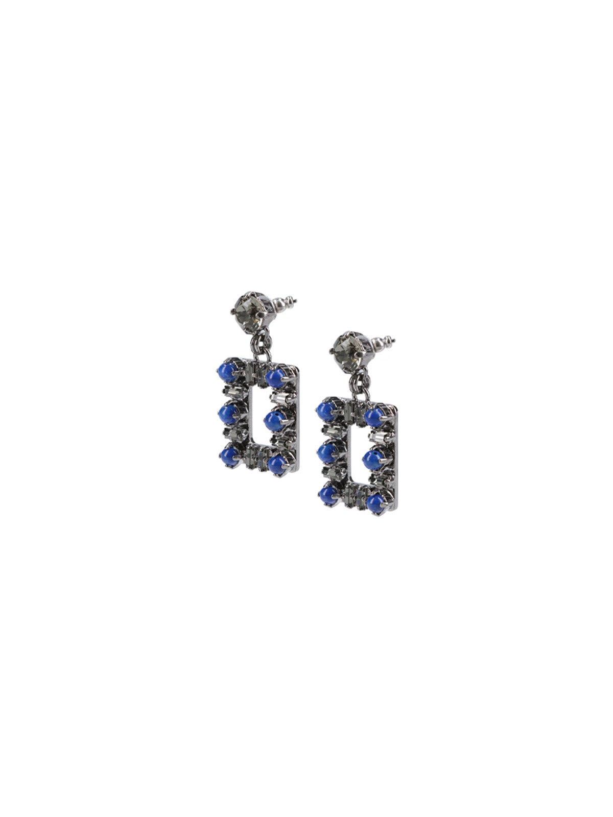 Grey Geometric Square Gemstone Earrings