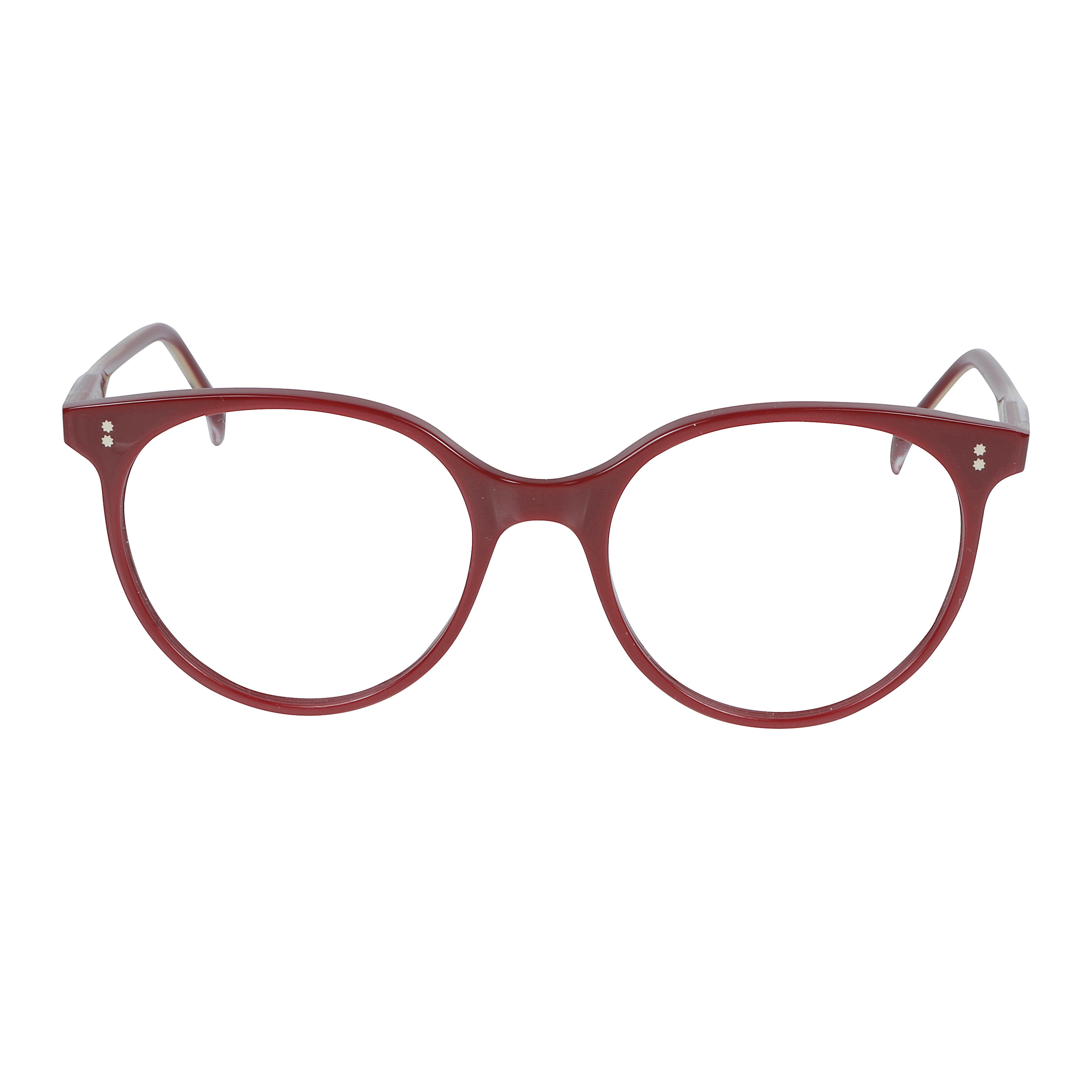 Cynda/N-52 Glossy Rounded Frame Eyeglasses with Decorative Accents