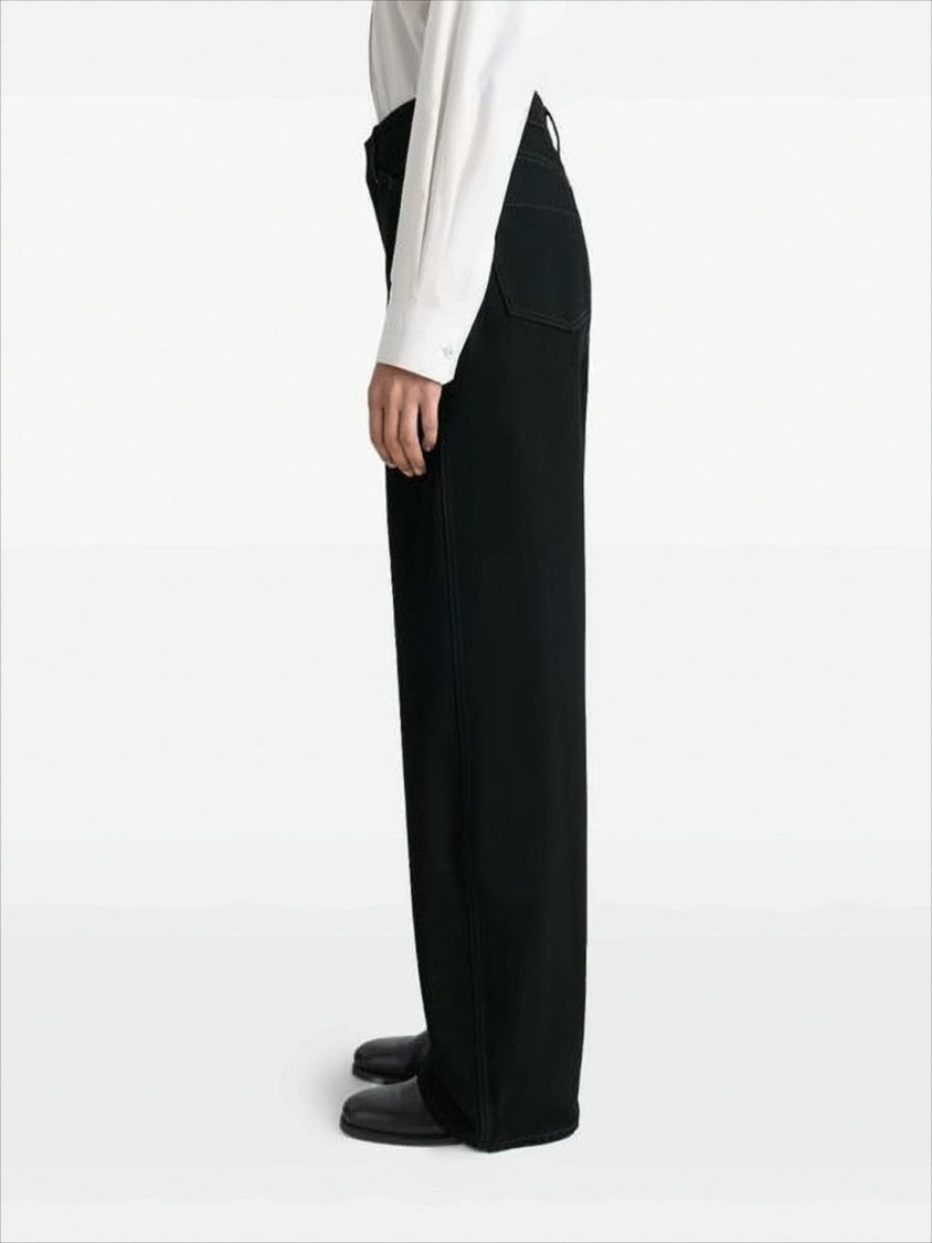 Wide-Leg Denim Trousers with High Waist
