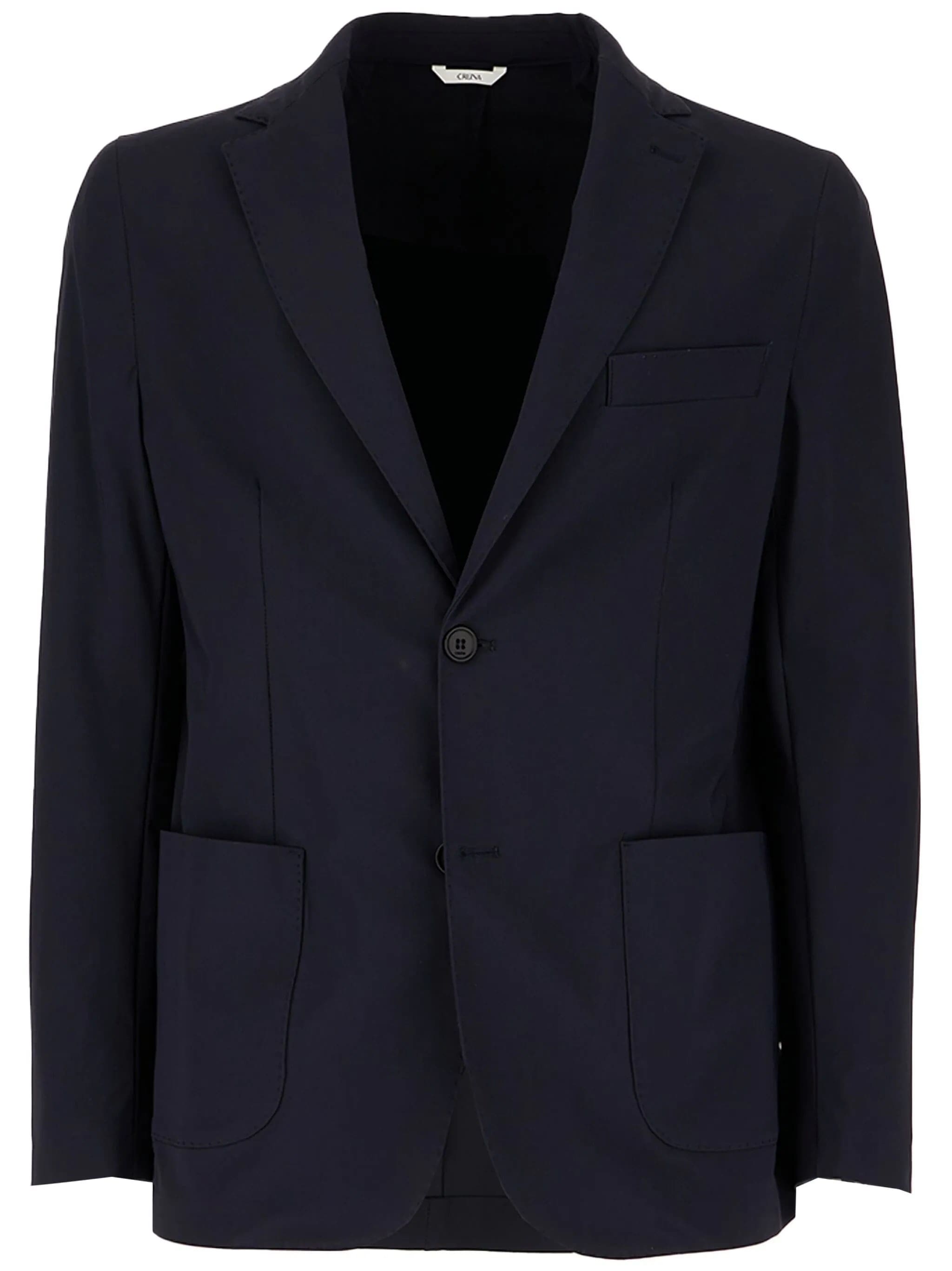 Tailored Blue Notch Lapel Two-Button Blazer