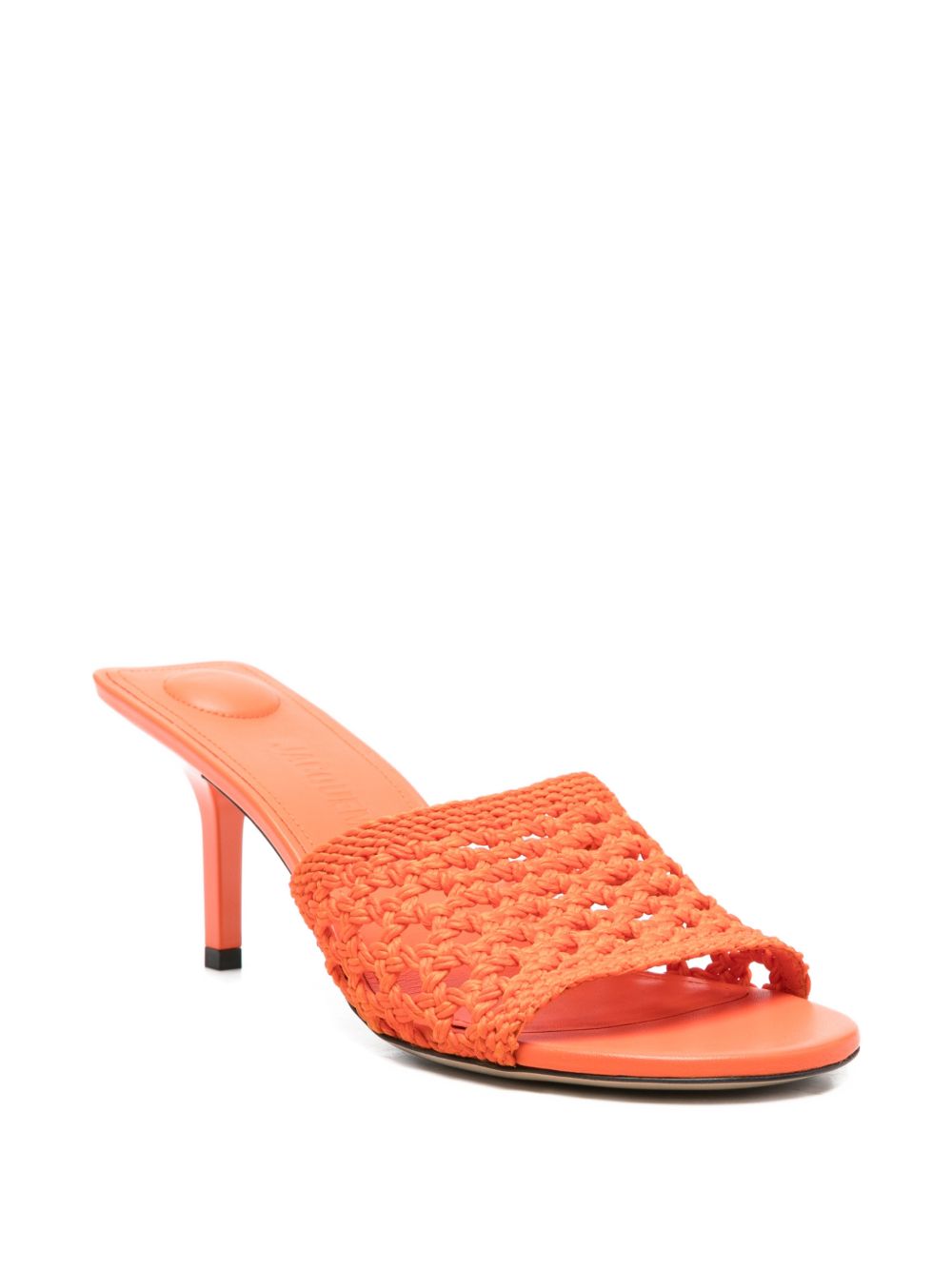 Woven Orange Sandals with Low Kitten Heel