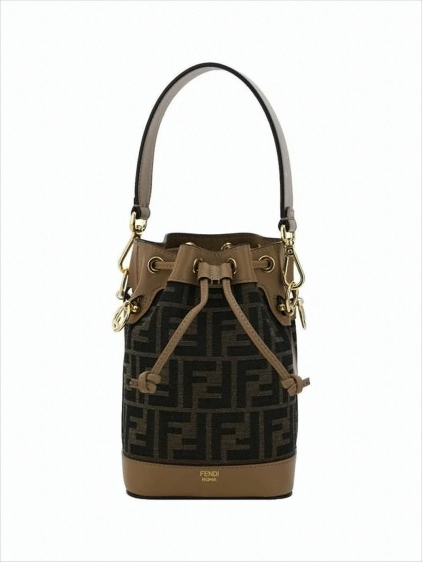 Bucket-Style Monogram Shoulder Bag with Drawstring Closure