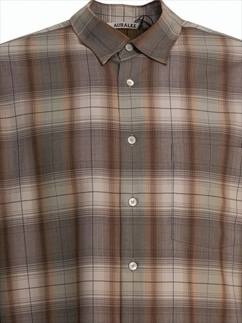 Plaid Wool Long-Sleeve Shirt