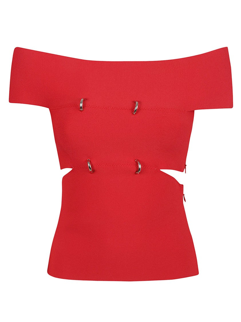 Off-The-Shoulder Structured Top With Metallic Accents