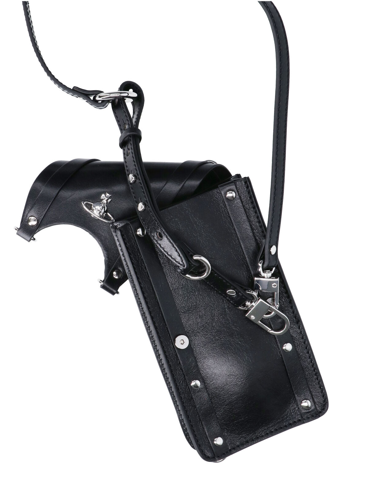 Black Structured Rectangular Flap Bag