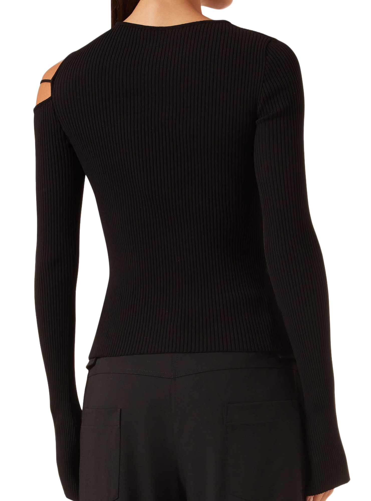Georgia Black Rib-Knitted Top