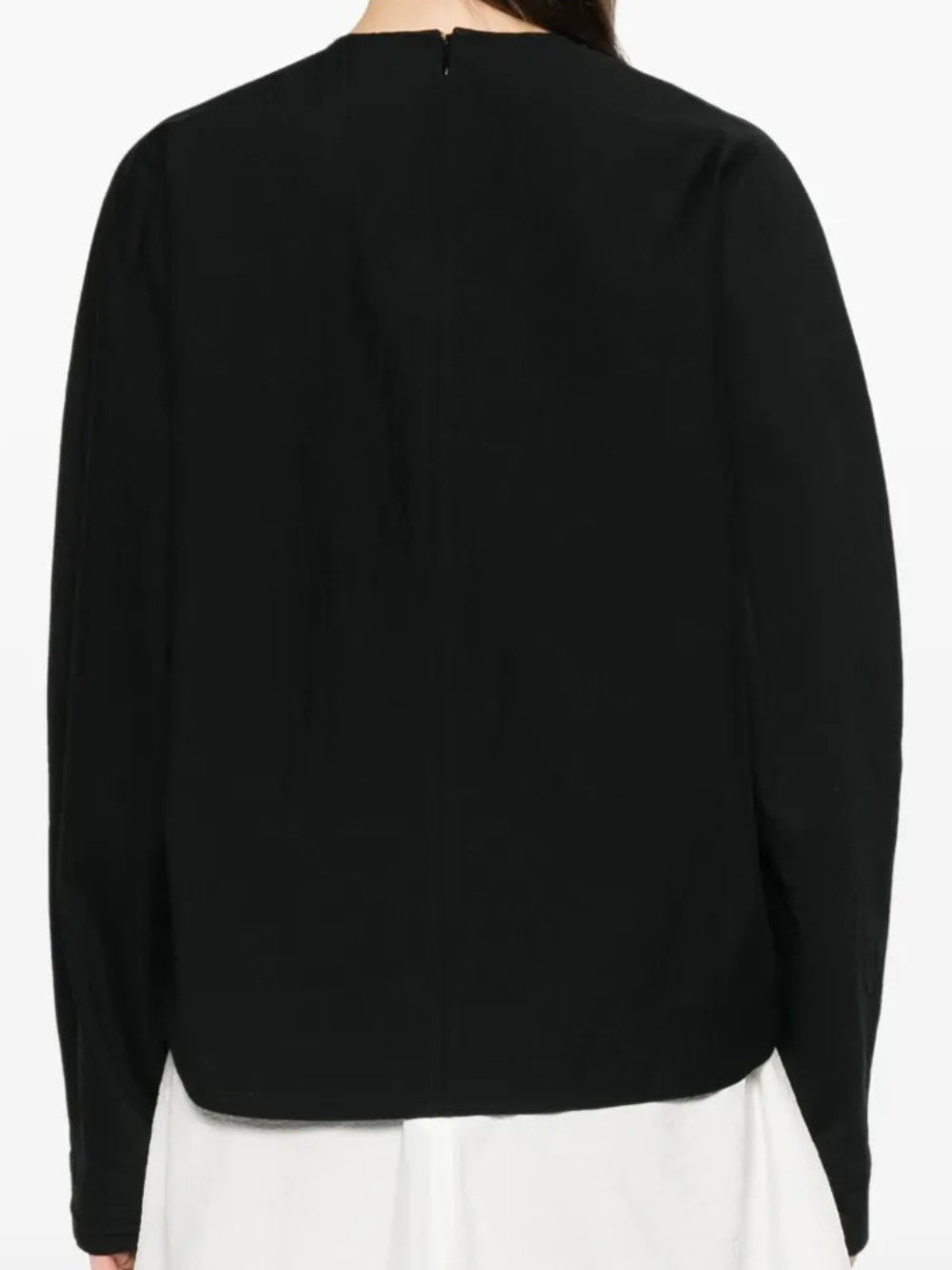 Long-Sleeved Top with Curved Hem