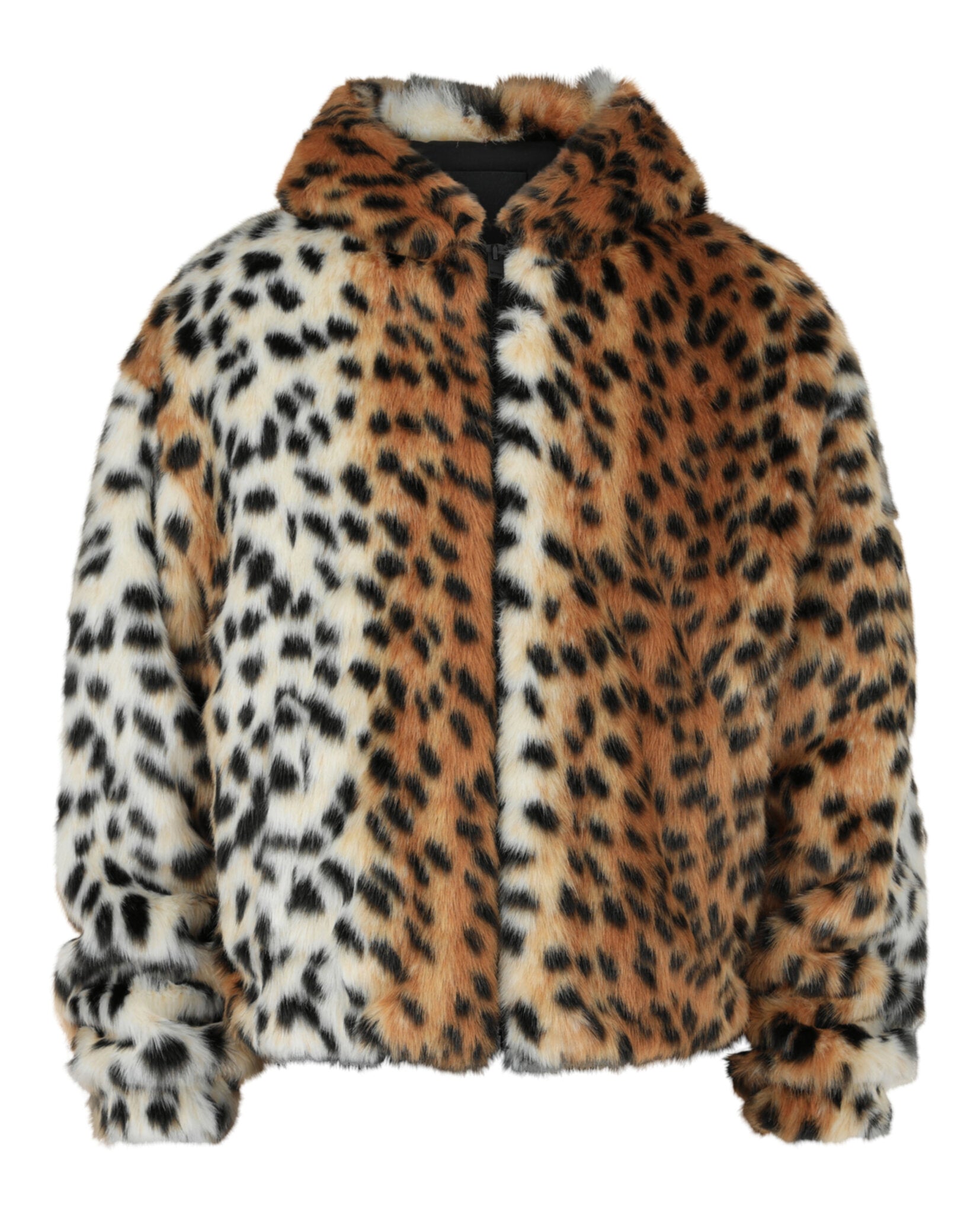 Cropped Hooded Bomber Jacket In Faux Fur