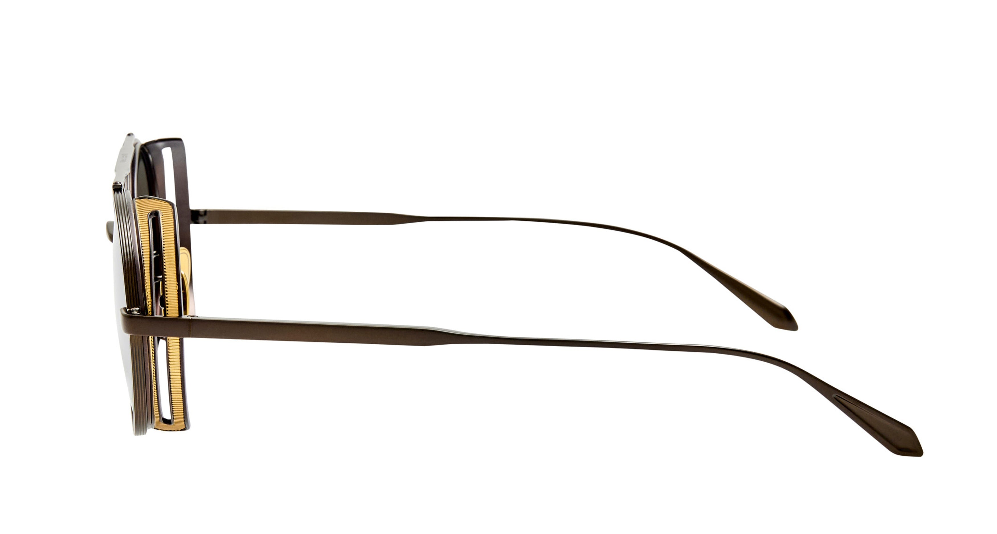Lfl Large Round Titanium Sunglasses with Double Bridge Design