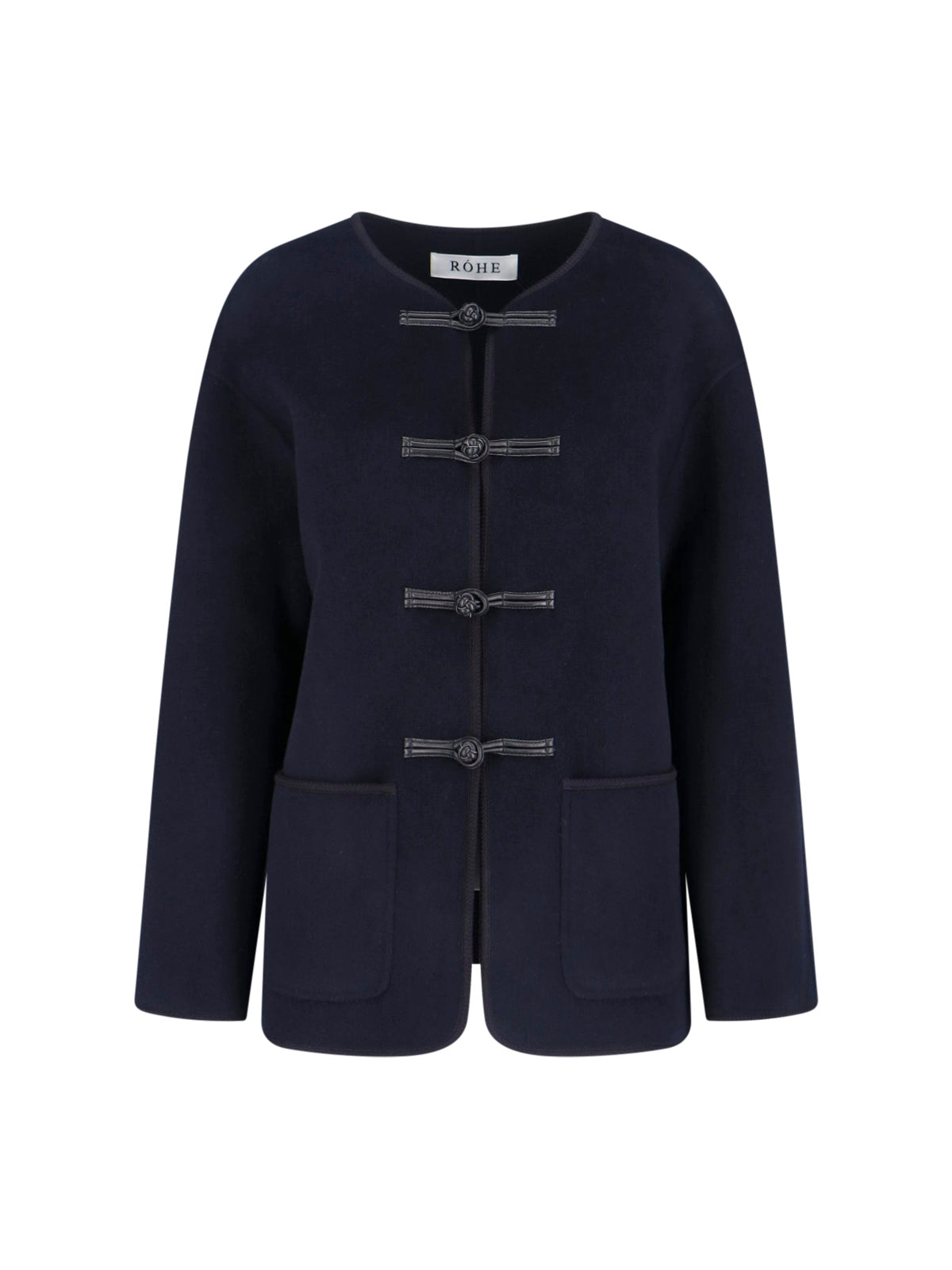Navy Wool-Cashmere Mandarin Jacket