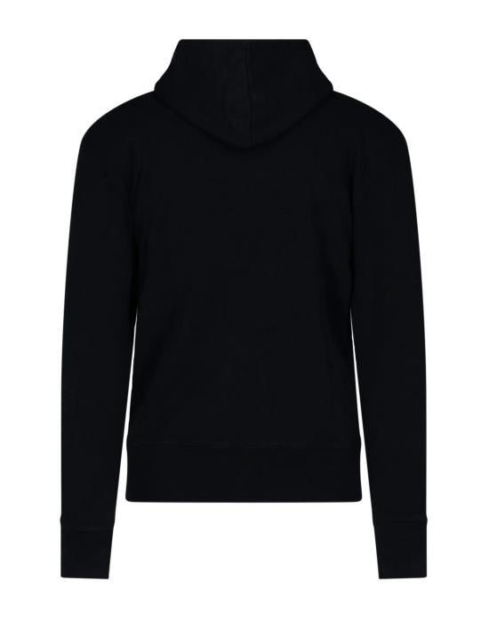 Black Long-Sleeve Hoodie with Front Kangaroo Pocket