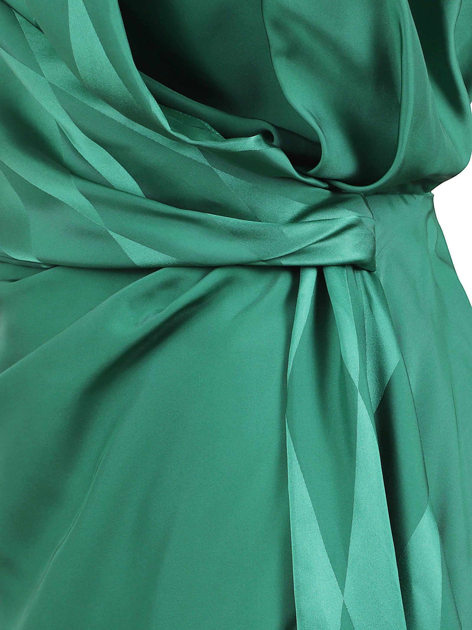 Asymmetrical Green Midi Dress with Draped Design