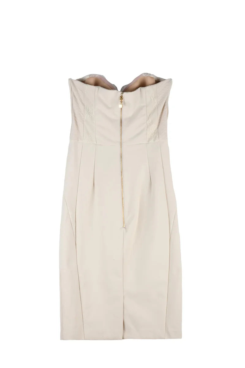 Heart Neckline Sheath Dress - Butter