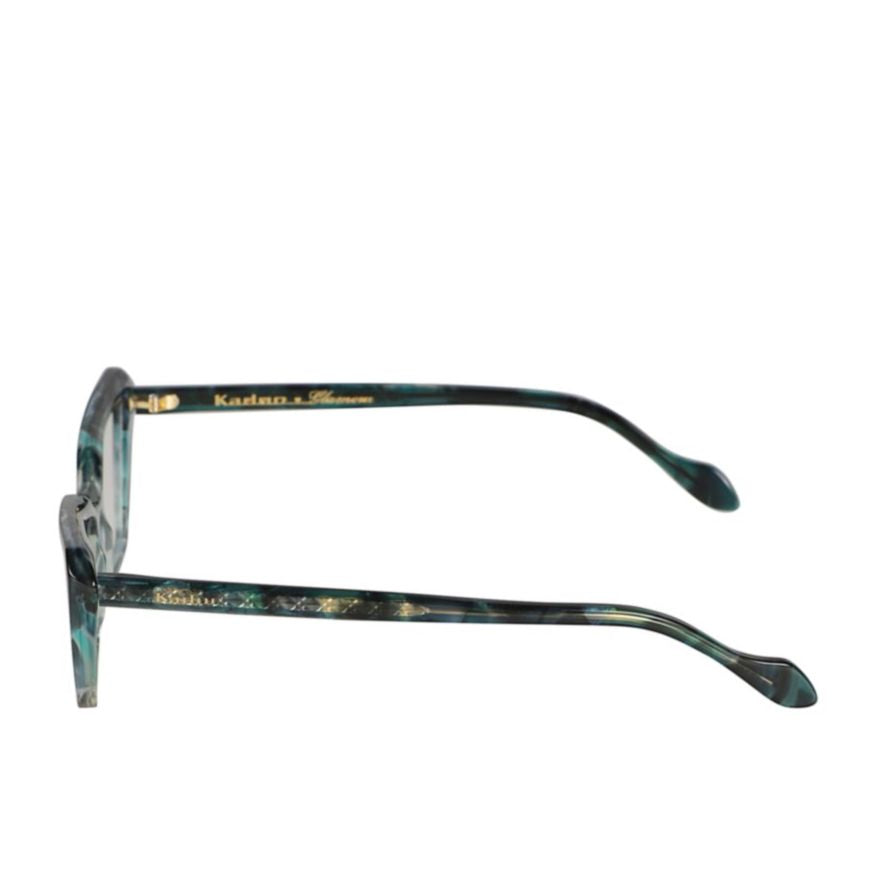 Butterfly Glamour-V Angular Cat-Eye Sunglasses with Marbled Teal