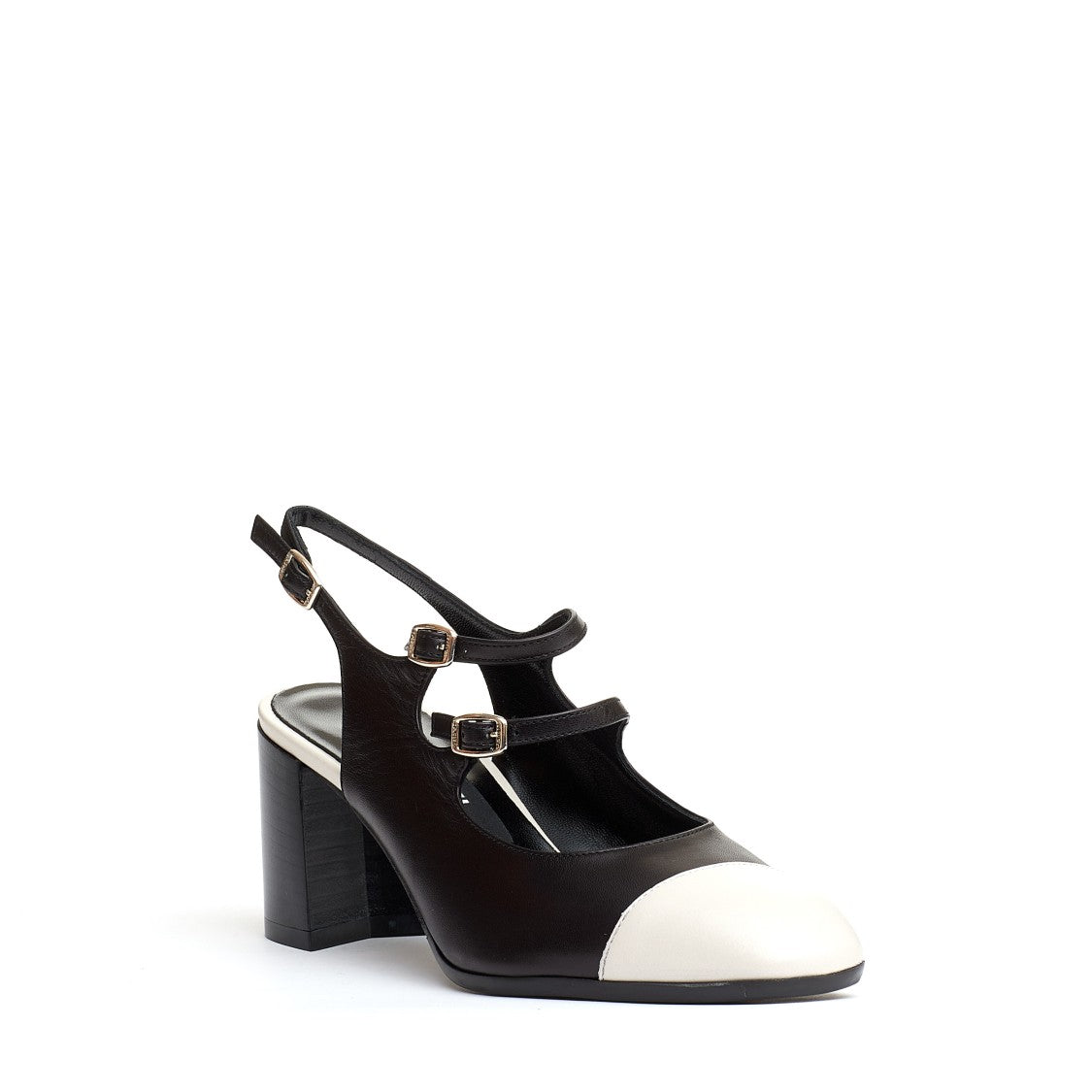 Slingback Straps Black And Cream Heel 80 Mm
