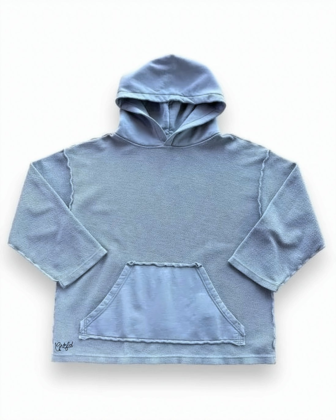 Relaxed Fit Blue Cotton Hoodie With Embroidered Branding
