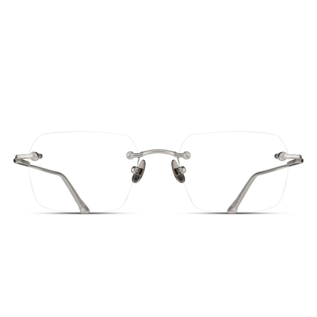 M5008.Rx Rimless Silver Metal Eyeglasses with Adjustable Nose Pads