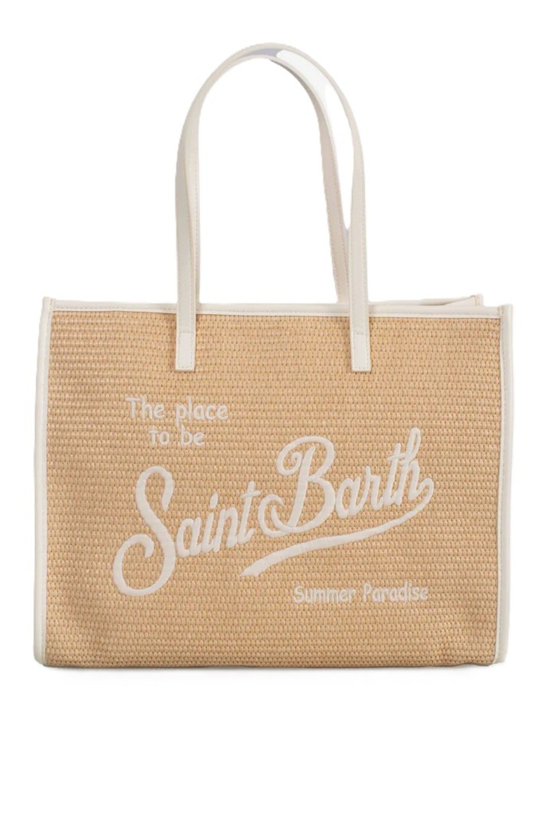 Rectangular Woven Tote Bag with Embroidered Detail