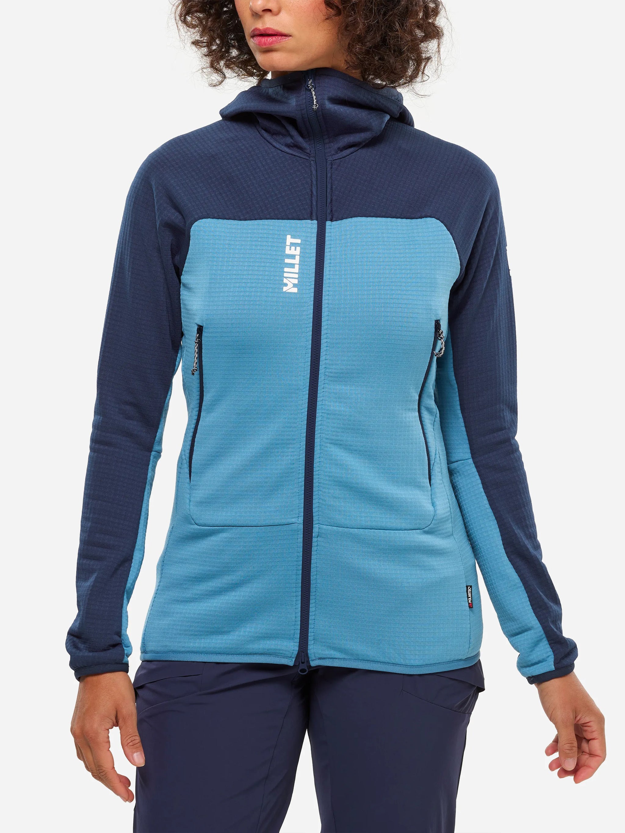 Blue Fusion Grid Two-Tone Fitted Hoodie