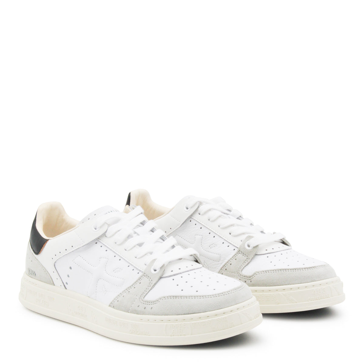White And Grey Leather Quinn Sneakers