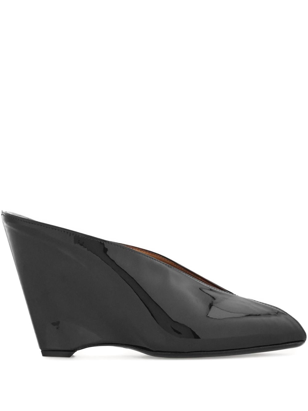 Glossy Wedge Mules With Pointed Toe