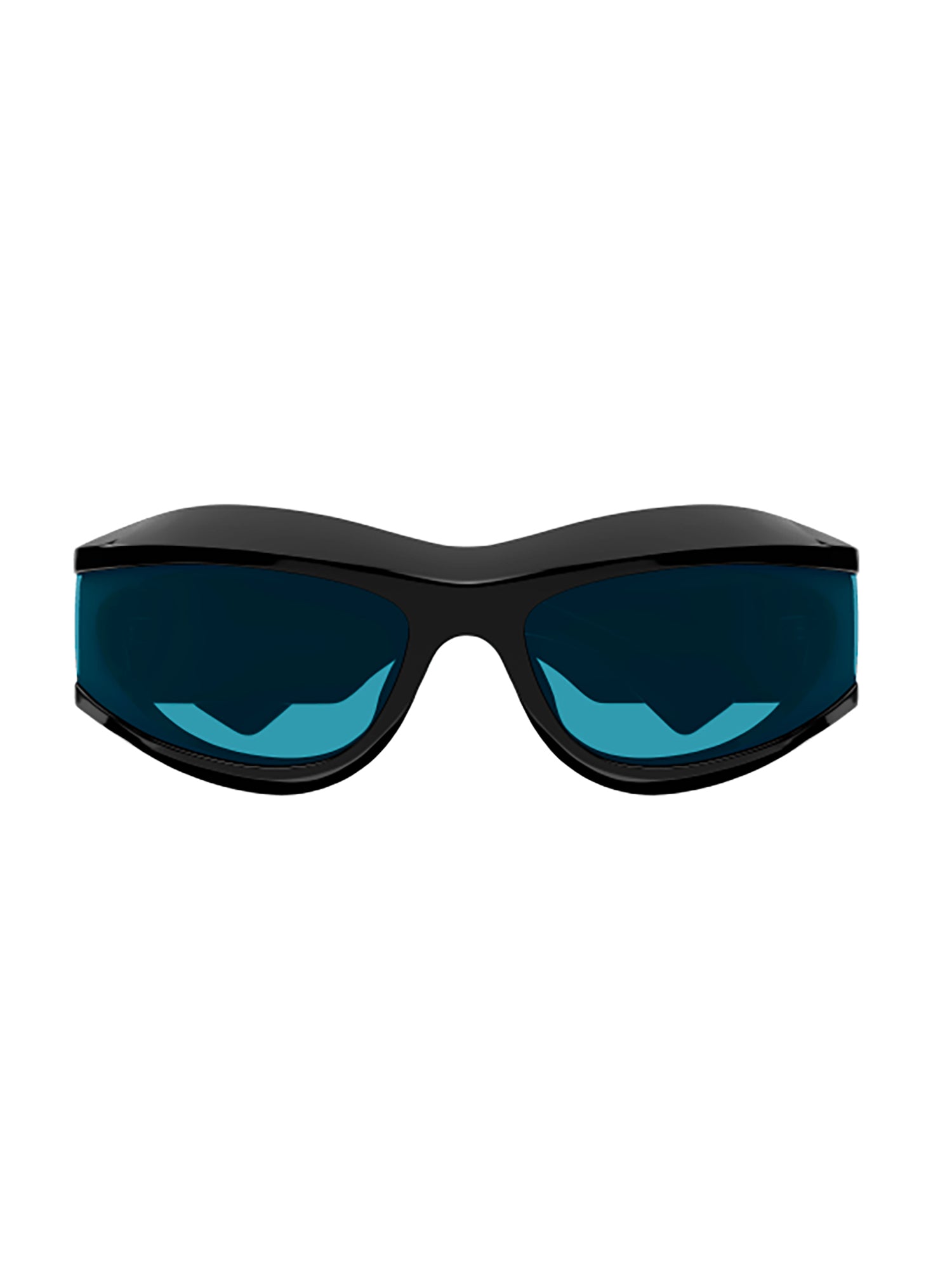Aerodynamic Black Acetate Sunglasses with Striking Blue Lenses