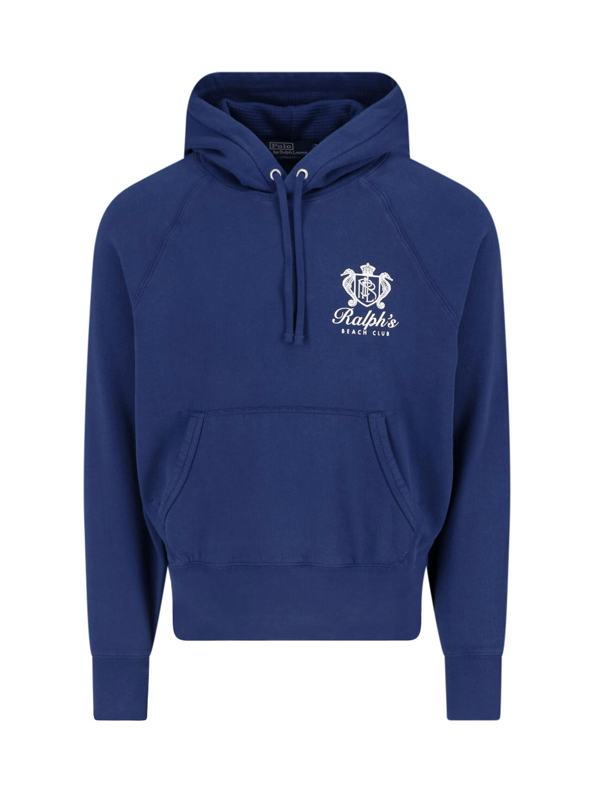 Blue Cotton Logo Print Hoodie