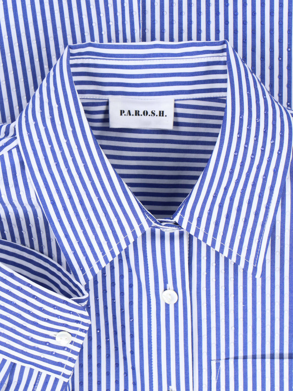 Blue Striped Cotton Shirt with Rhinestones
