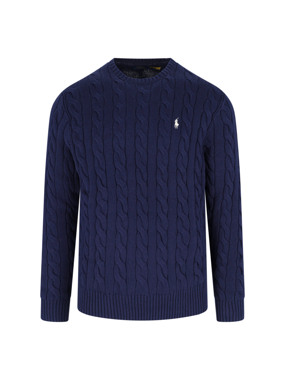 Blue Cable Knit Crewneck Sweater