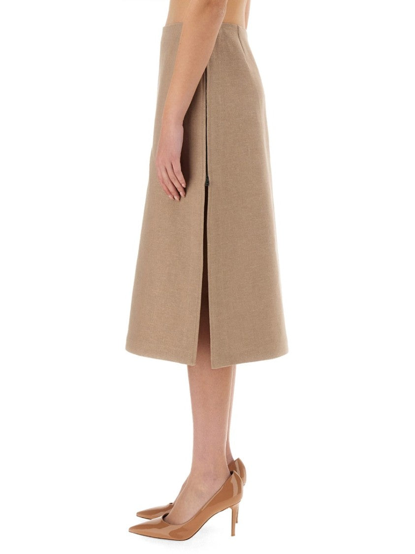 Waxed Linen Midi Skirt