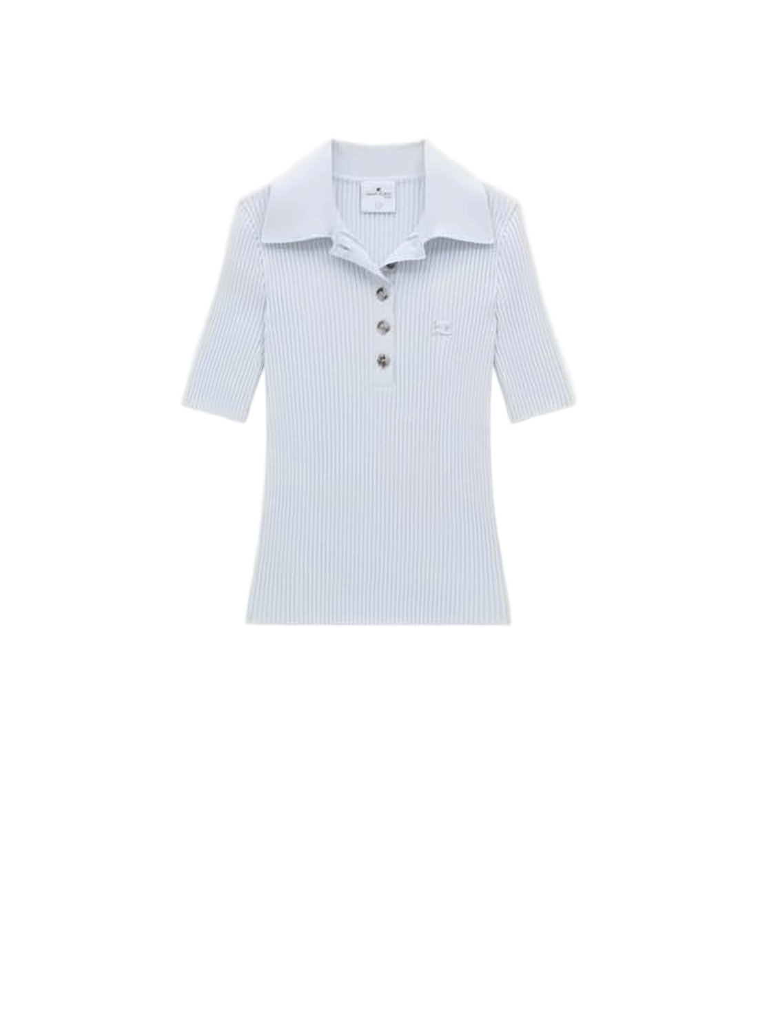 Ribbed Short-Sleeved Polo Shirt with Classic Collar