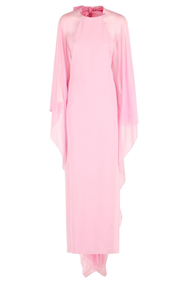 Pink Maxi Dress With Chiffon Details