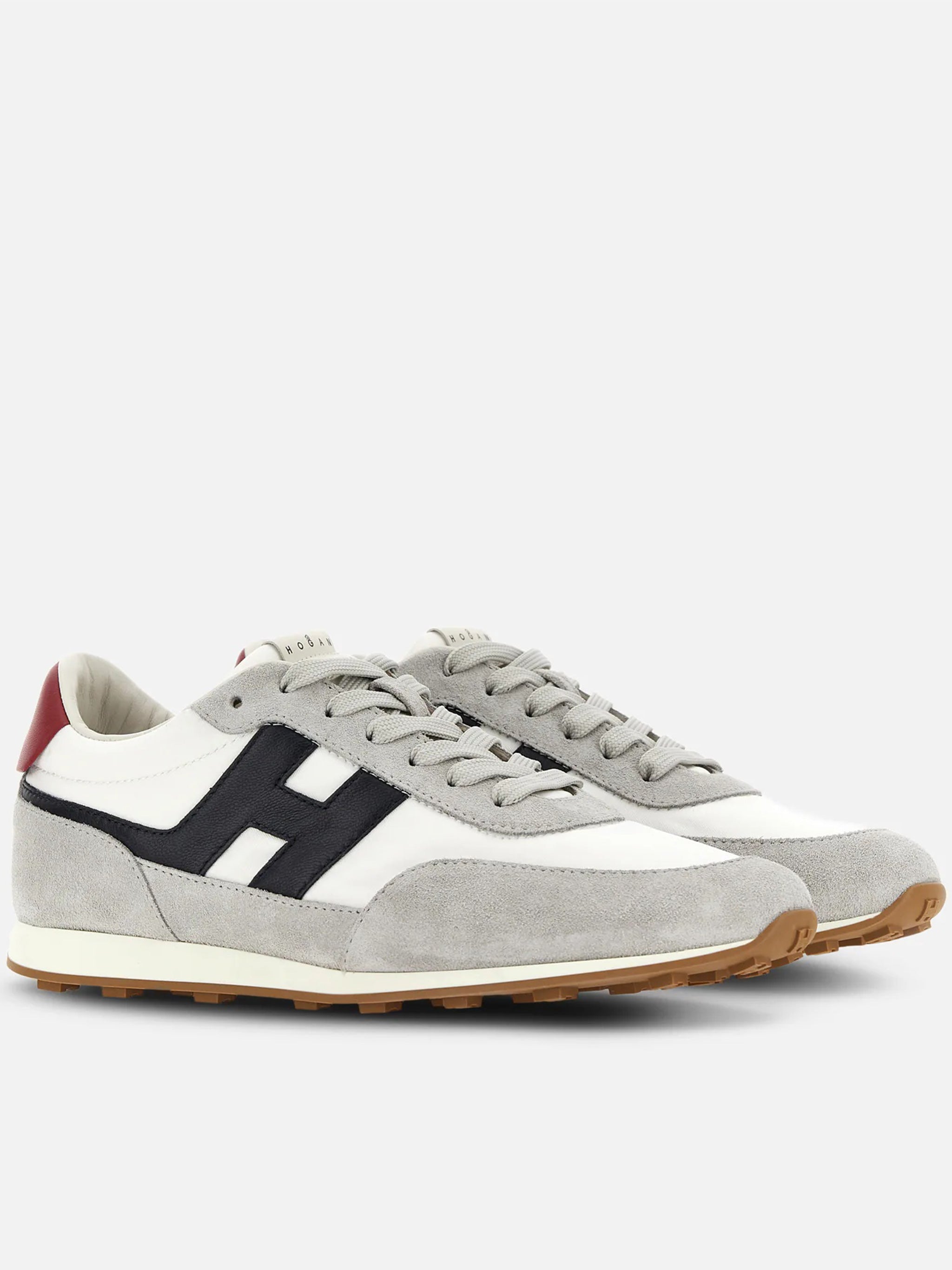 Grey Low-Top Suede White Panel Sneakers