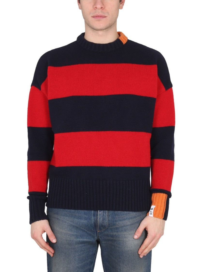 Cross-Neck Rugby Shirt With Horizontal Stripes