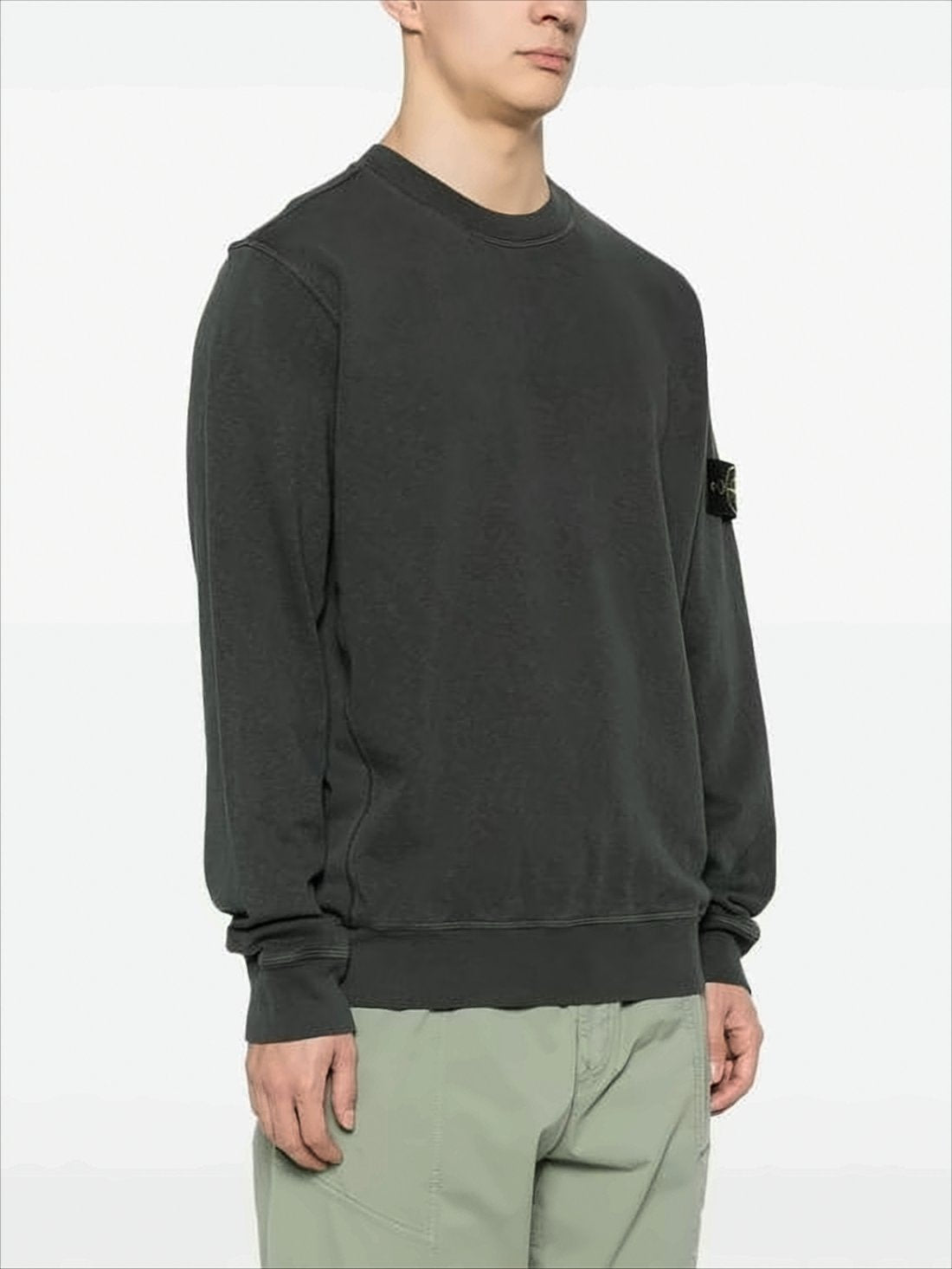 Long-Sleeve Cotton Sweatshirt With Compass Logo Detail