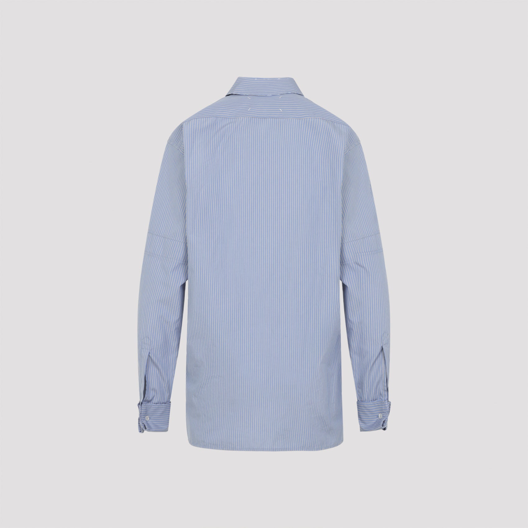 Long-Sleeved Cotton Shirt With Vertical Stripes