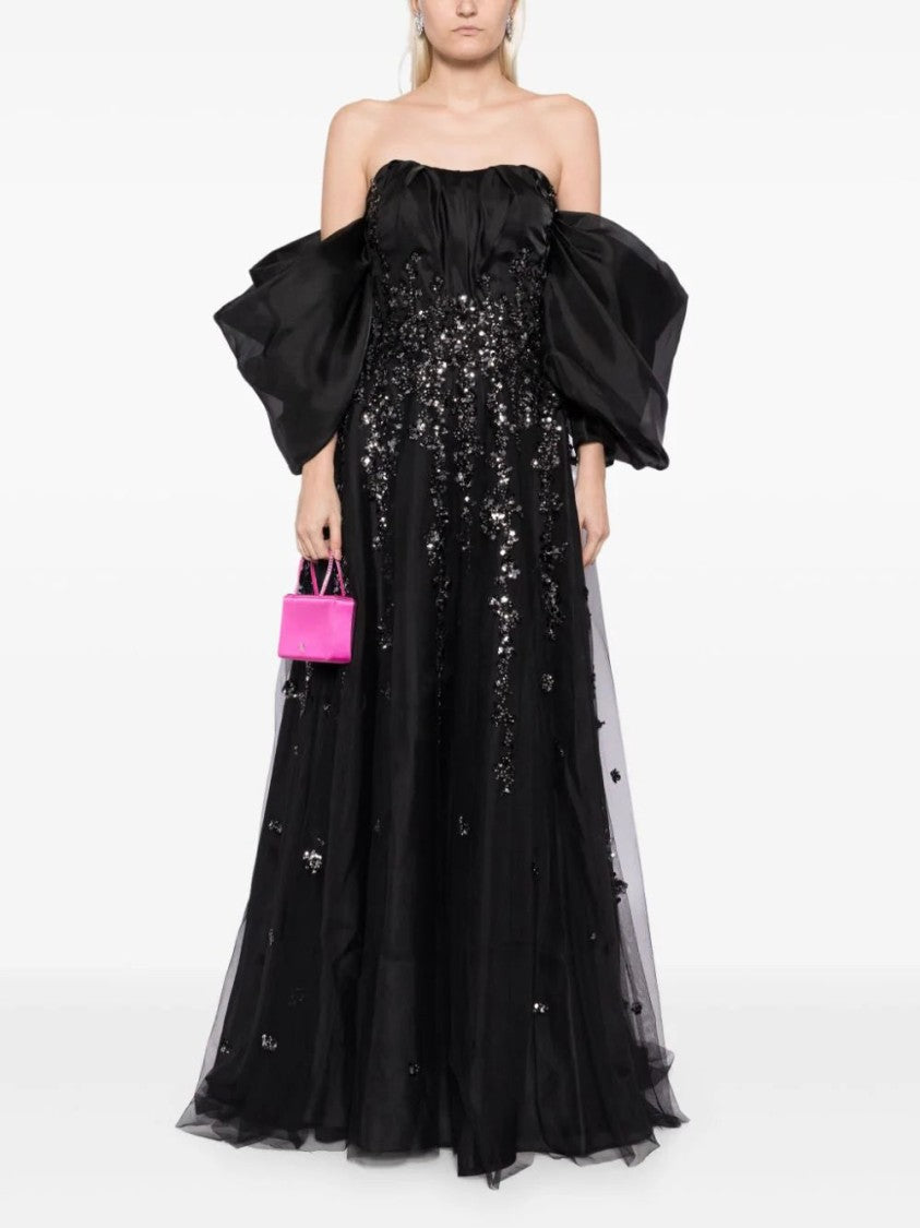 Organza Dress With Dotted Beading